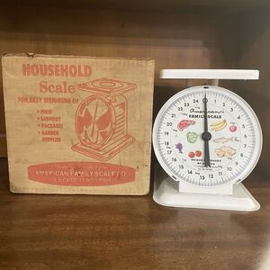 Vintage American Family Metal Kitchen Scale 25 Lb Original Box Farmhouse Canning